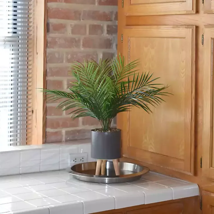 Arrangements & Greenery>Kirklands Home Palm Arrangement in Gray Footed Pot