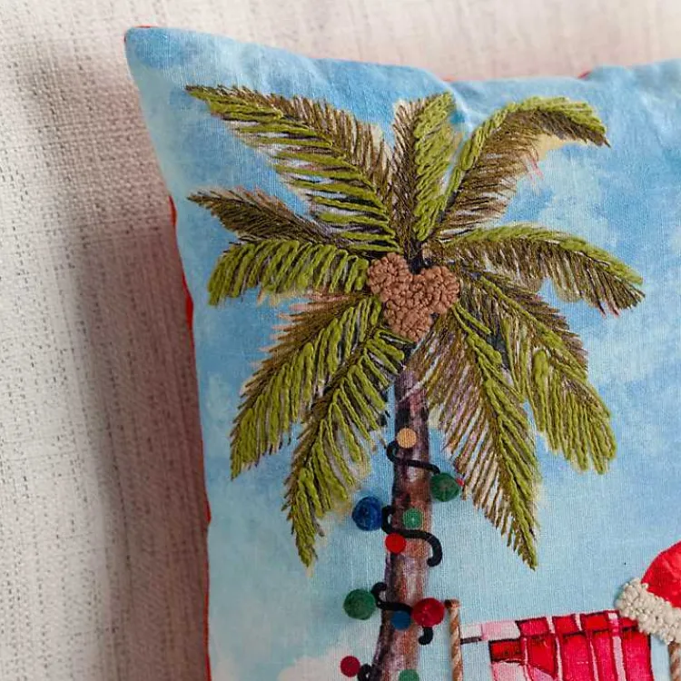 Pillows>Kirklands Home Palm Tree Beach Scene Christmas Pillow