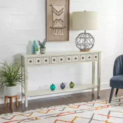 Kirklands Home Paloma Cream 4-Drawer Console Table Ivory Clearance