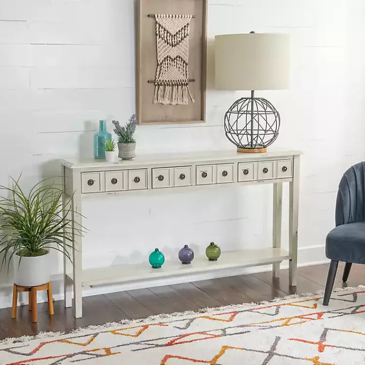 Kirklands Home Paloma Cream 4-Drawer Console Table Ivory Clearance
