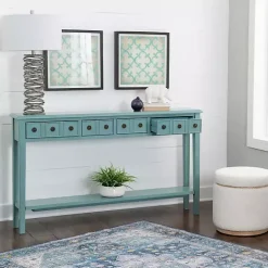 Kirklands Home Paloma Teal 4-Drawer Console Table Green Online