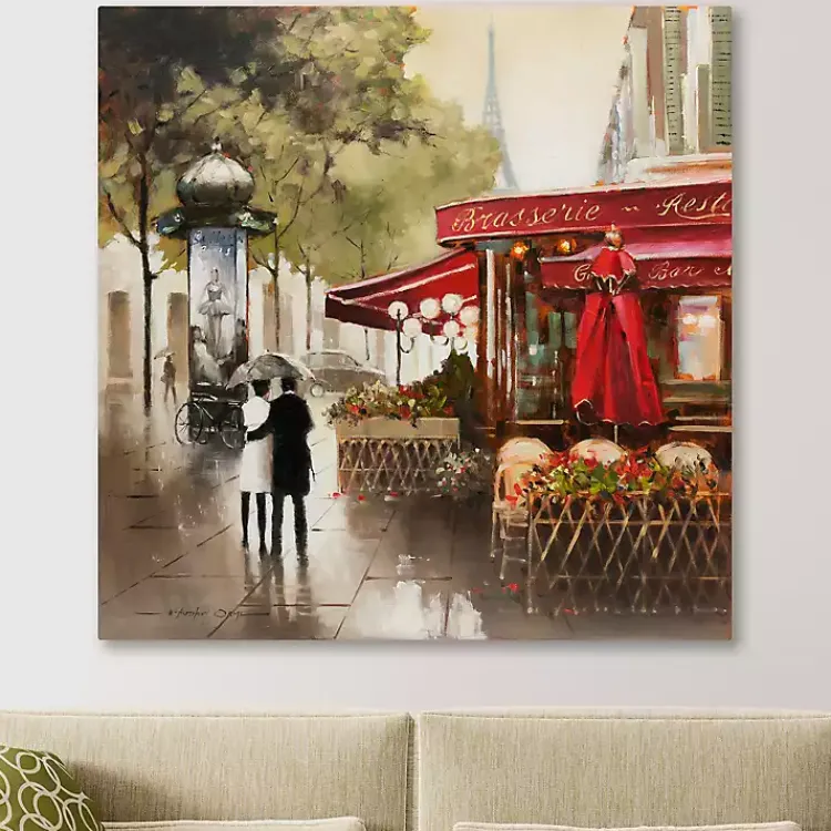 Kirklands Home Paris in the Rain Giclee Canvas Art Print Multi New