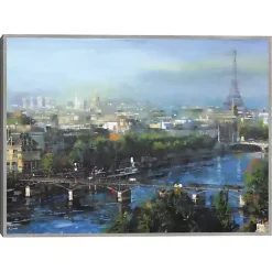 Kirklands Home Paris Pedestrian Bridge Framed Canas Art Print Multi New