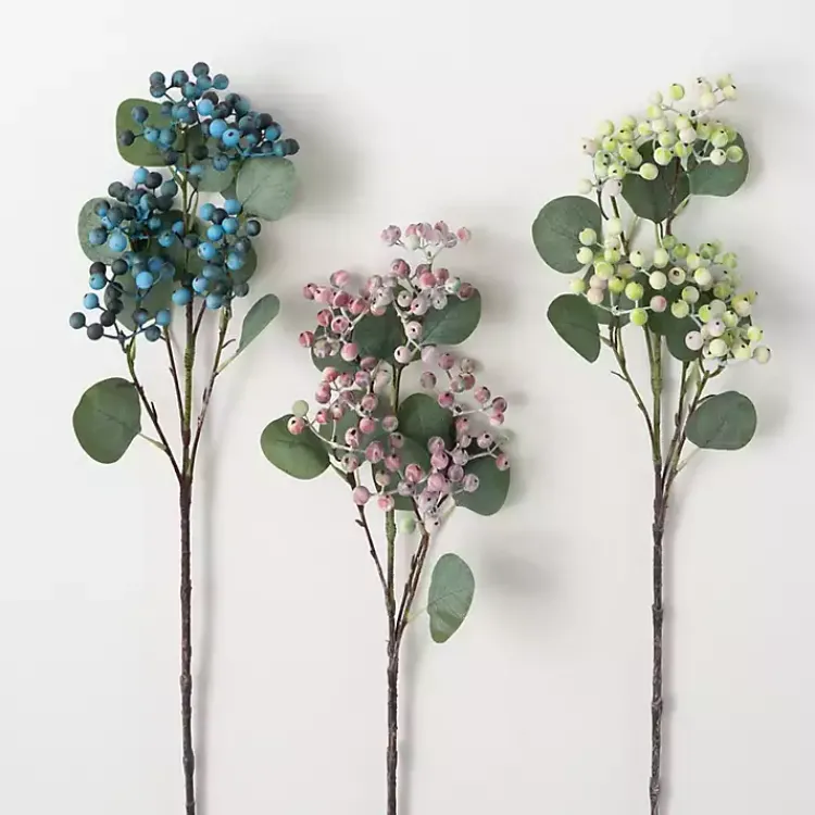 Stems & Bouquets>Kirklands Home Pastel Berry Cluster Stems, Set of 3