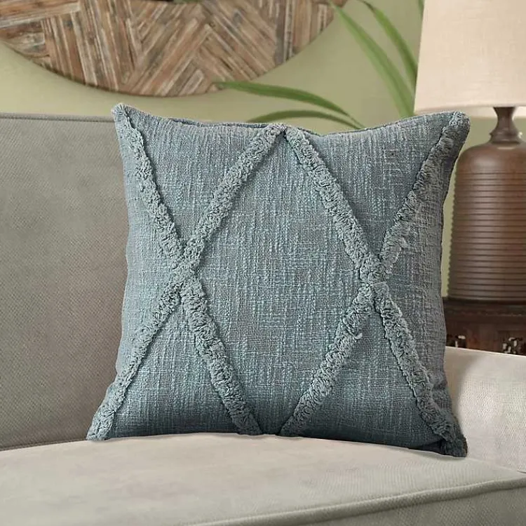 Pillows>Kirklands Home Pastel Tufted Diamond Pillow, 18 in. Blue