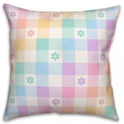 Easter Decorations>Kirklands Home Pastel Checkered Floral Outdoor Pillow Multi