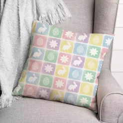 Easter Decorations>Kirklands Home Pastel Easter Bunny Grid Outdoor Pillow Multi