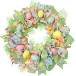 Easter Decorations>Kirklands Home Pastel Easter Eggs and Ribbons Wreath Multi