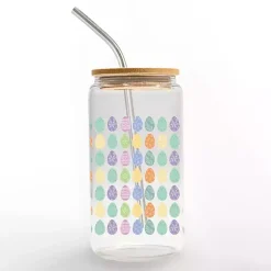 Easter Decorations>Kirklands Home Pastel Egg Pattern Glass Tumbler Multi