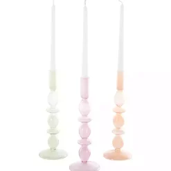 Candle Holders>Kirklands Home Pastel Glass Taper Candle Holders, Set of 3