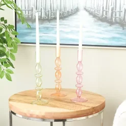 Candle Holders>Kirklands Home Pastel Glass Taper Candle Holders, Set of 3