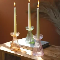 Candle Holders>Kirklands Home Pastel Glass Taper Candle Holders, Set of 3