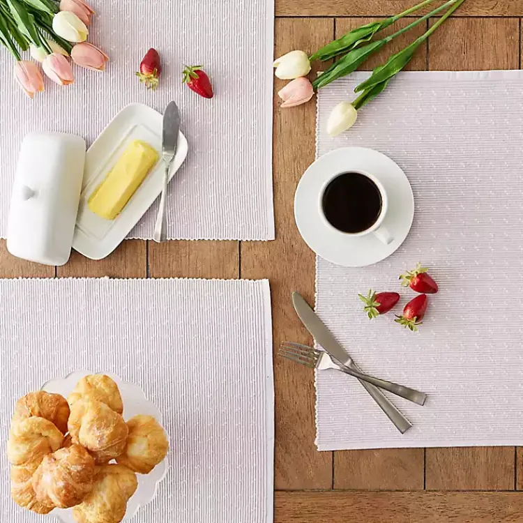 Kirklands Home Pastel Lavender Fog Dobby Placemats, Set of 6 Purple Clearance