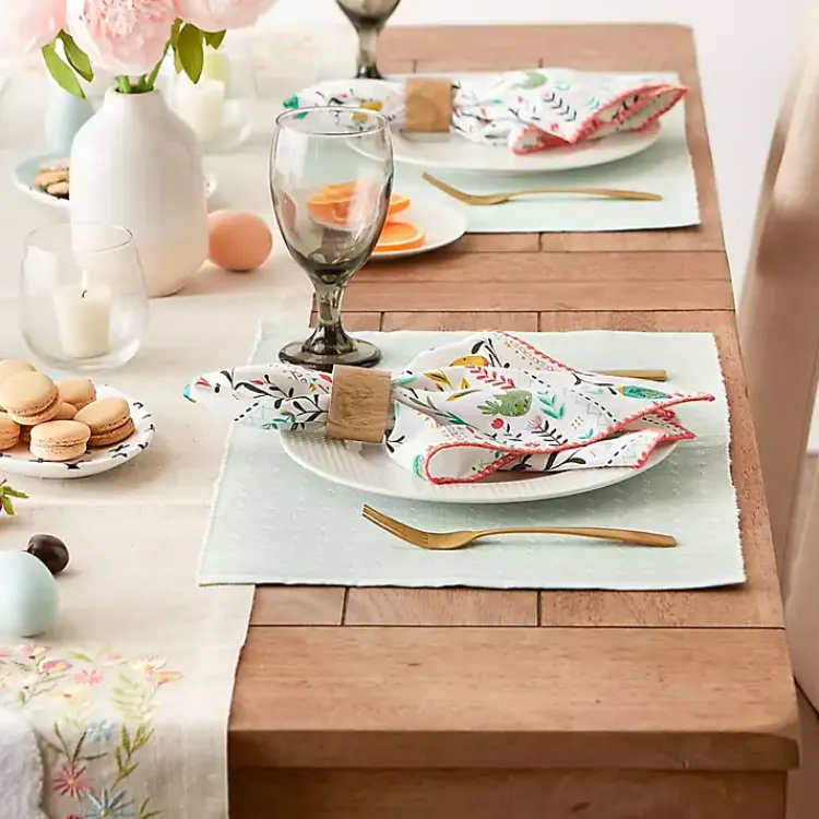 Kirklands Home Pastel Misty Dobby Placemats, Set of 6 Blue Hot