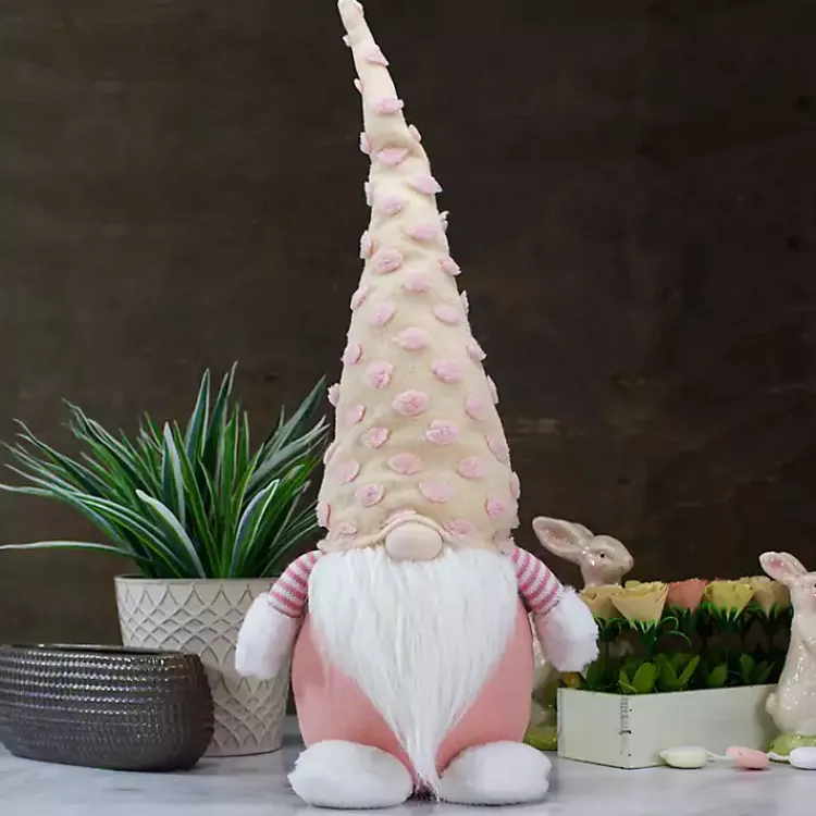 Easter Decorations>Kirklands Home Pastel Pink Polka Dot Hat Gnome