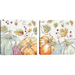 Fall>Kirklands Home Pastel Pumpkins Canvas Art Prints, Set of 2