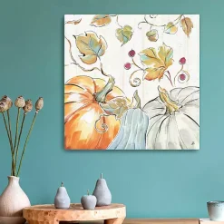 Fall>Kirklands Home Pastel Pumpkins Harvest Canvas Wall Plaque