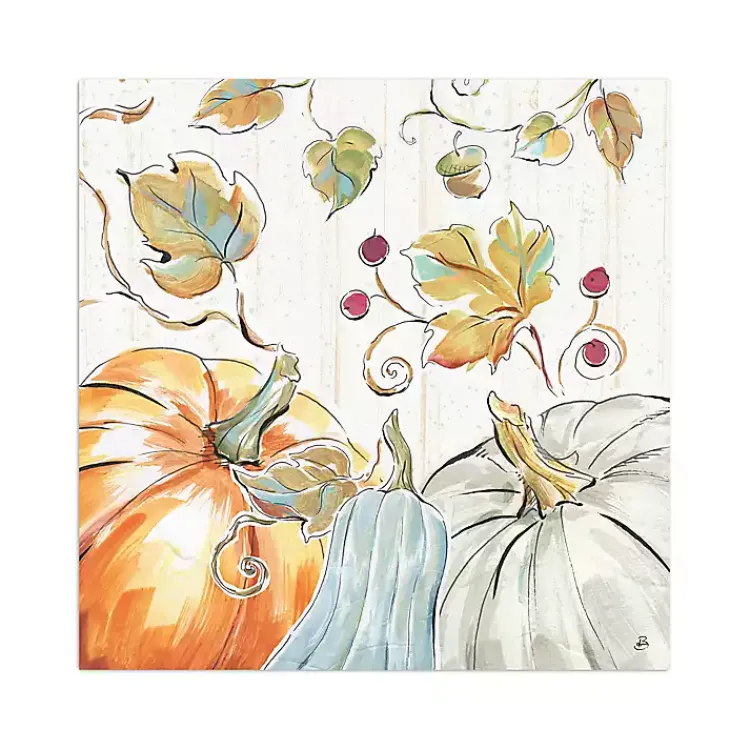 Fall>Kirklands Home Pastel Pumpkins Harvest Canvas Wall Plaque