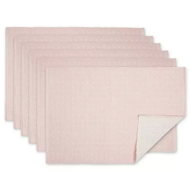 Kirklands Home Pastel Rose Dobby Placemats, Set of 6 Pink Hot