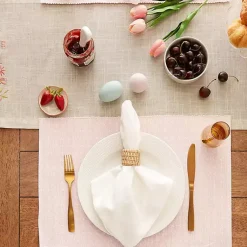 Kirklands Home Pastel Rose Dobby Placemats, Set of 6 Pink Hot