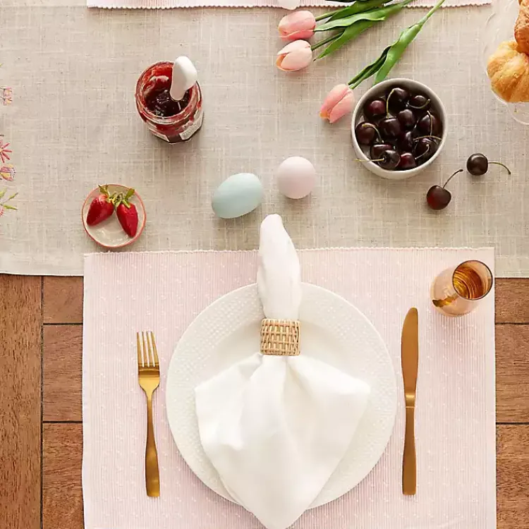 Kirklands Home Pastel Rose Dobby Placemats, Set of 6 Pink Hot