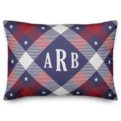 Kirklands Home Patriotic Argyle Monogram Indoor/Outdoor Pillow Best