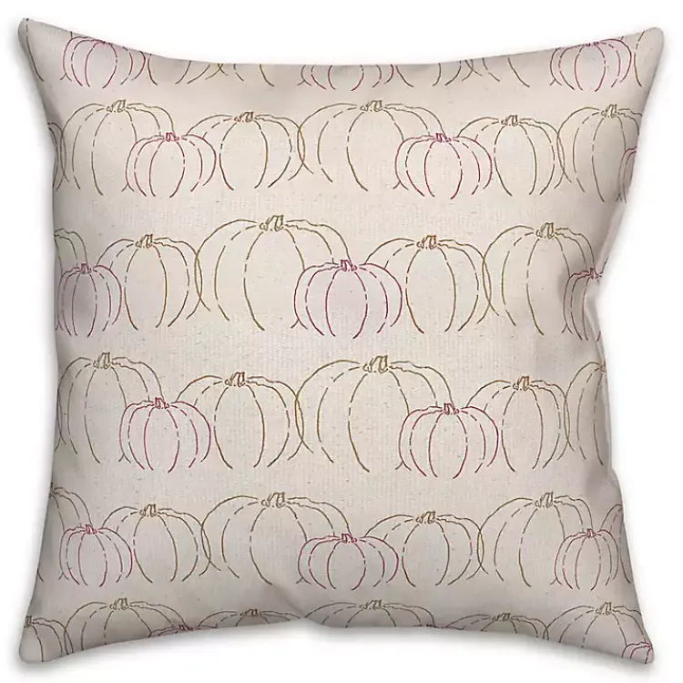 Fall>Kirklands Home Patterned Pumpkin Outdoor Throw Pillow Ivory