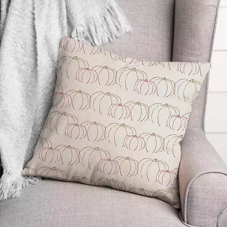 Fall>Kirklands Home Patterned Pumpkin Outdoor Throw Pillow Ivory