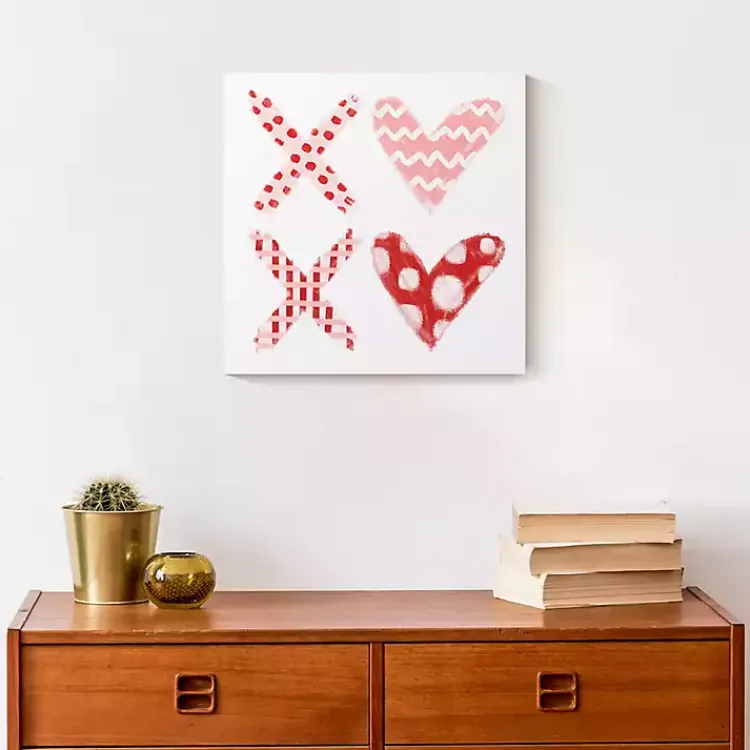Valentines Day Decorations>Kirklands Home Patterned XOXO Hearts Canvas Art Print