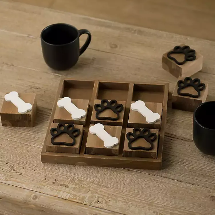 Decorative Accents>Kirklands Home Paw Print & Dog Bone Wooden Tic-Tac-Toe Set