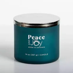 Candles>Kirklands Home Peace and Joy Triple Wick Jar Candle Blue