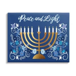 Hanukkah Decorations>Kirklands Home Peace and Light Menorah Canvas Art Print