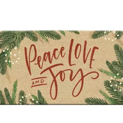 Outdoor Christmas Decorations>Kirklands Home Peace Love and Joy Christmas Coir Doormat