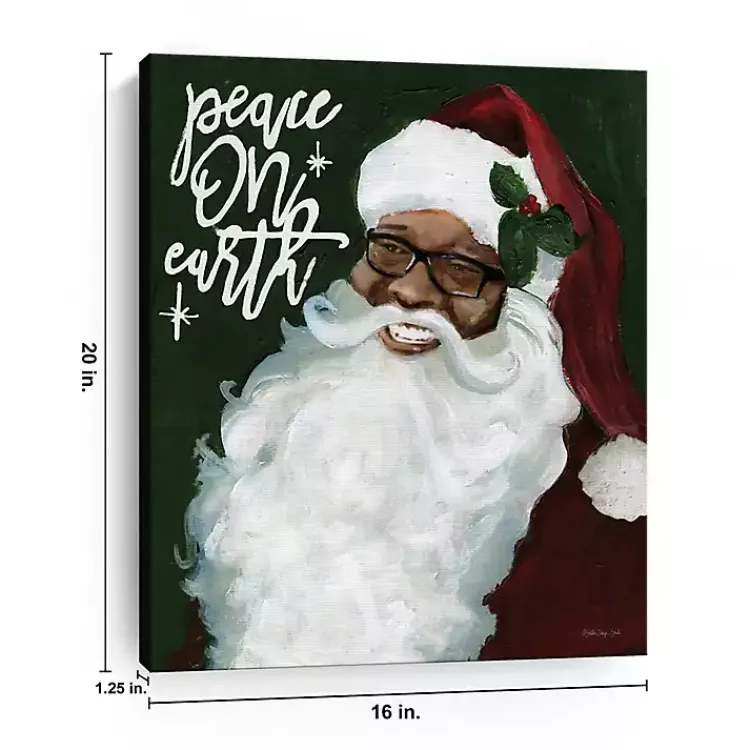 Christmas Art & Wall Decor>Kirklands Home Peace On Earth Santa Canvas Art Print Multi
