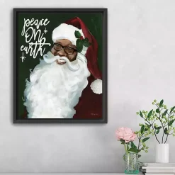 Christmas Art & Wall Decor>Kirklands Home Peace on Earth Santa Framed Canvas Art Print