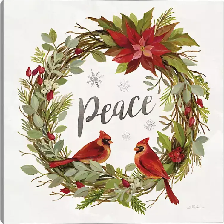 Christmas Art & Wall Decor>Kirklands Home Peace Wreath Canvas Art Print