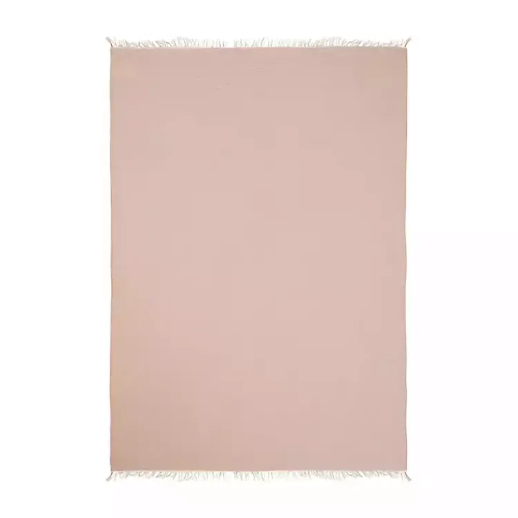 Blankets & Throws>Kirklands Home Peach Crinkled Cotton Fringe Throw Pink