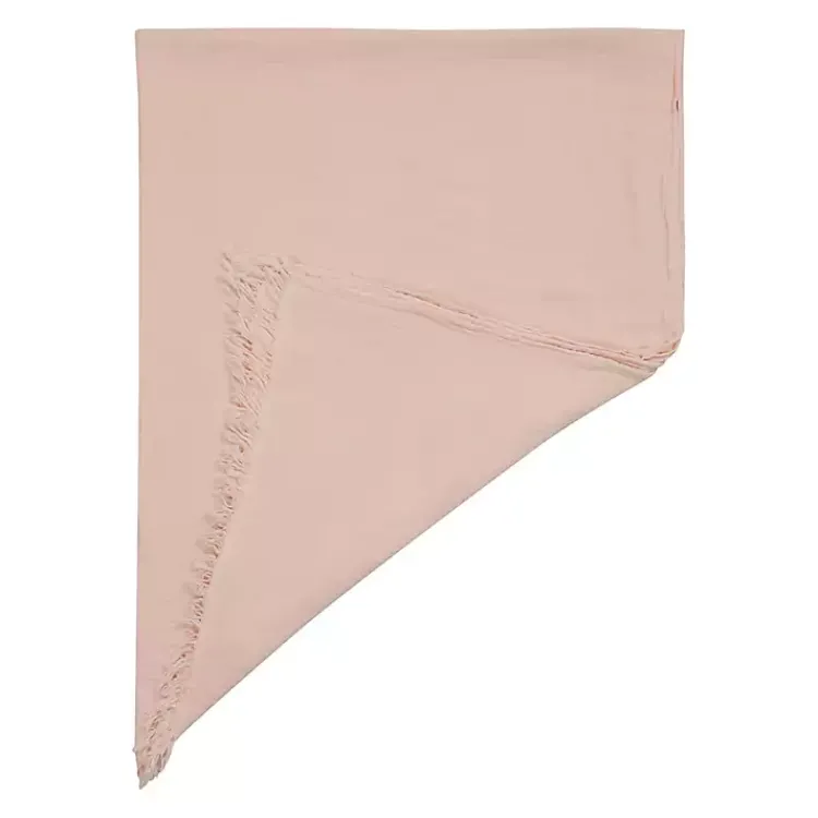 Blankets & Throws>Kirklands Home Peach Crinkled Cotton Fringe Throw Pink