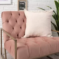 Pillows>Kirklands Home Peach Gauze Organic Fringe Throw Pillow Pink