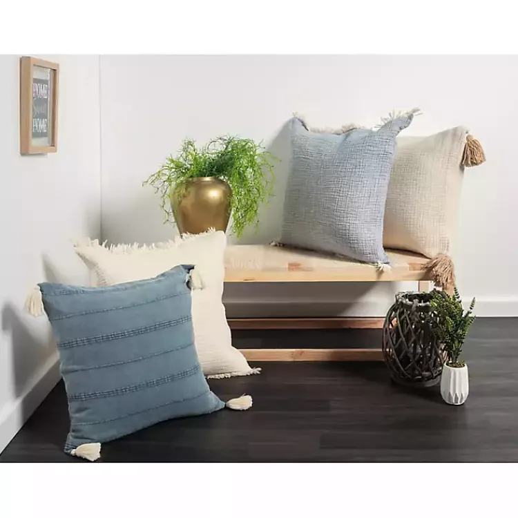 Pillows>Kirklands Home Peach Gauze Organic Fringe Throw Pillow Pink