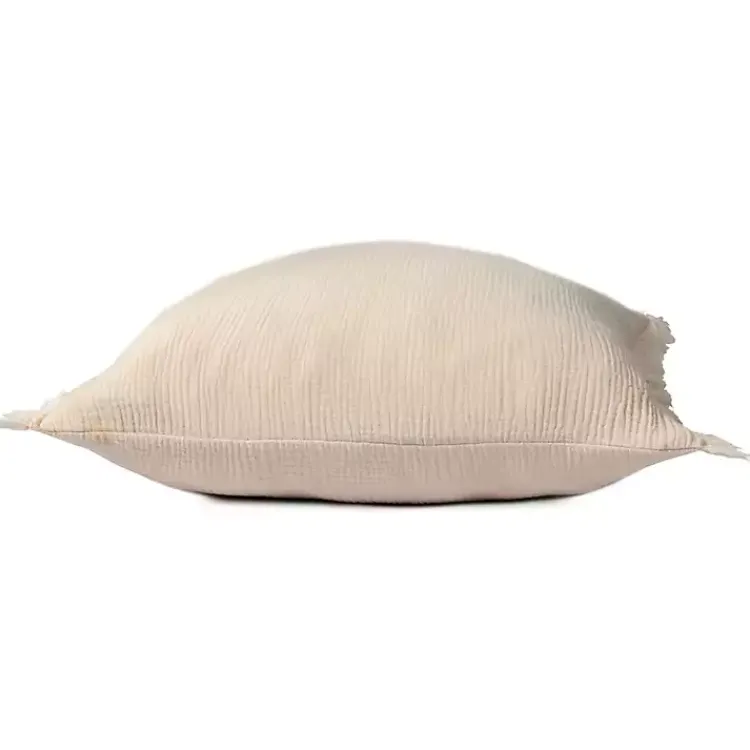 Pillows>Kirklands Home Peach Gauze Organic Fringe Throw Pillow Pink