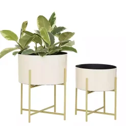 Kirklands Home Peach Iron X-Base Planters, Set of 2