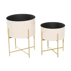 Kirklands Home Peach Iron X-Base Planters, Set of 2