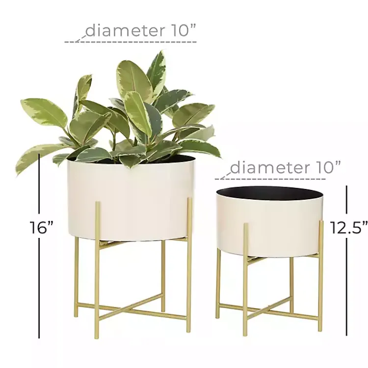 Kirklands Home Peach Iron X-Base Planters, Set of 2