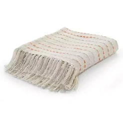 Blankets & Throws>Kirklands Home Peach Shimmer Stripe Woven Throw