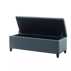 Kirklands Home Peacock Button Tufted Storage Bench Blue Online