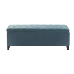 Kirklands Home Peacock Button Tufted Storage Bench Blue Online