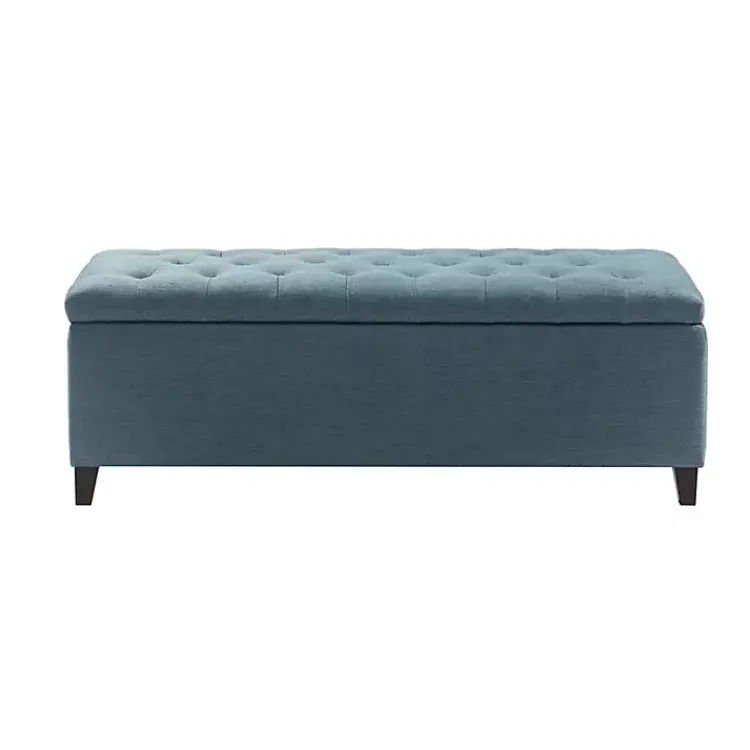 Kirklands Home Peacock Button Tufted Storage Bench Blue Online