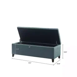 Kirklands Home Peacock Button Tufted Storage Bench Blue Online