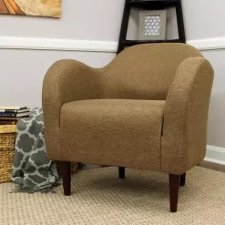 Kirklands Home Pecan Julian Upholstered Accent Chair Brown Discount